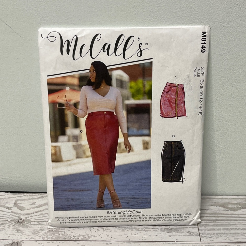 McCall's M8149 Skirt Sewing Pattern Size 8-16 Faux Leather Denim Mini